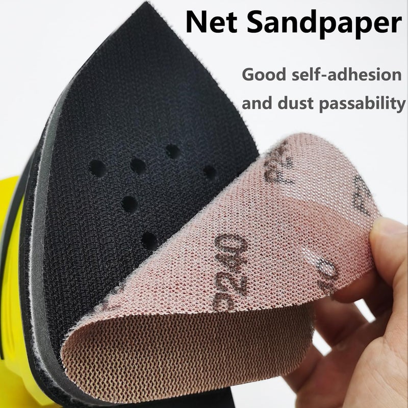 FOWOK Mouse Mesh Sanding Sets, 1Pc Sanding Interface Pad and 50Pcs Sanding Paper 80 | 120 | 180 | 240 | 320 Grit Hook and Loop Sandpaper for Detail Sander -FMN51 - Image 4